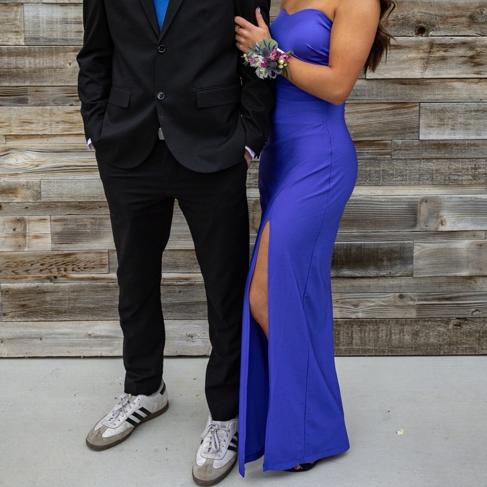 Vibrant Purple Strapless Evening Gown